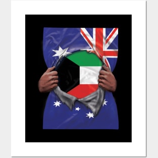 Kuwait Flag Australian Flag Ripped - Gift for Kuwaiti From Kuwait Posters and Art